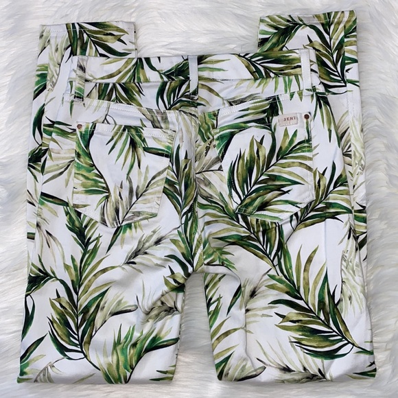 7 For All Mankind Ankle Skinny Tropical Palm Tree Print Jeans 🌴 Size 0 - Picture 2 of 9